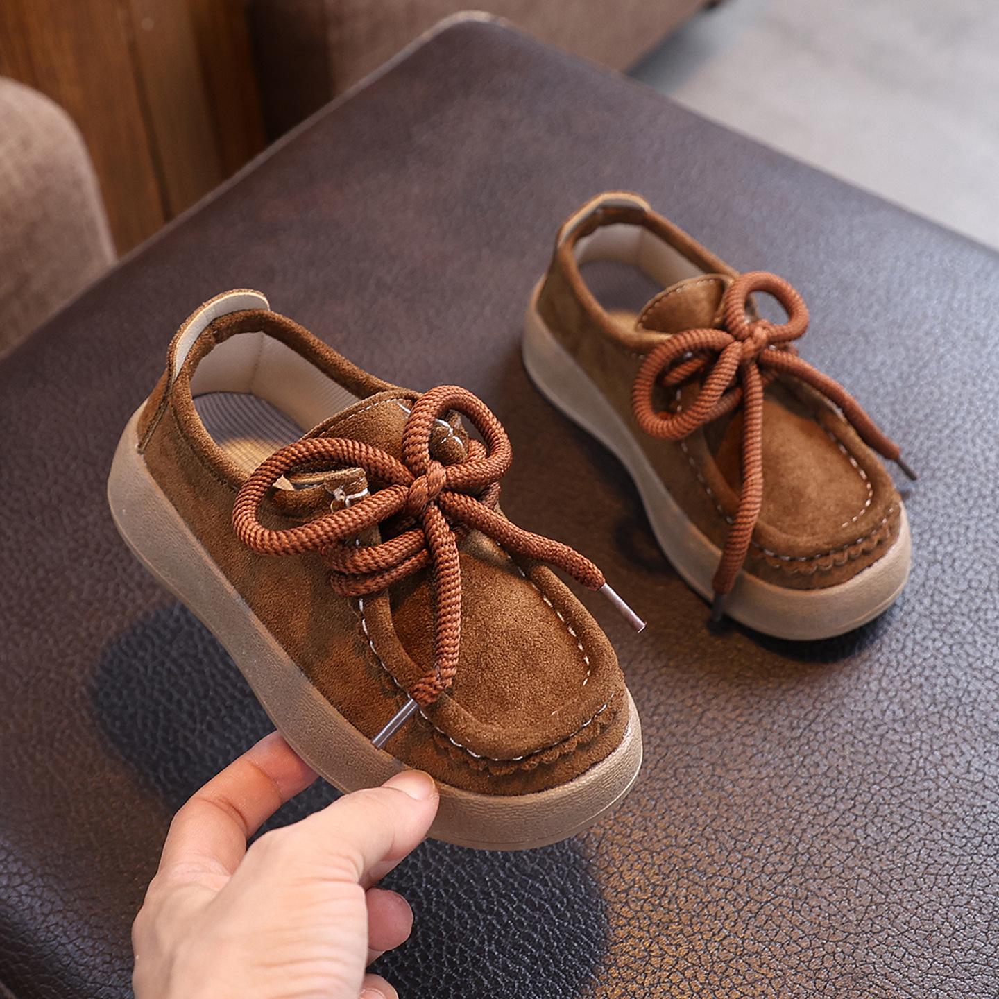 

Children Casual Shoes Retro Soft Sole Kids Leather Shoes Round Toes New Fashion Boys Girls Flat Shoes Classic British 21
