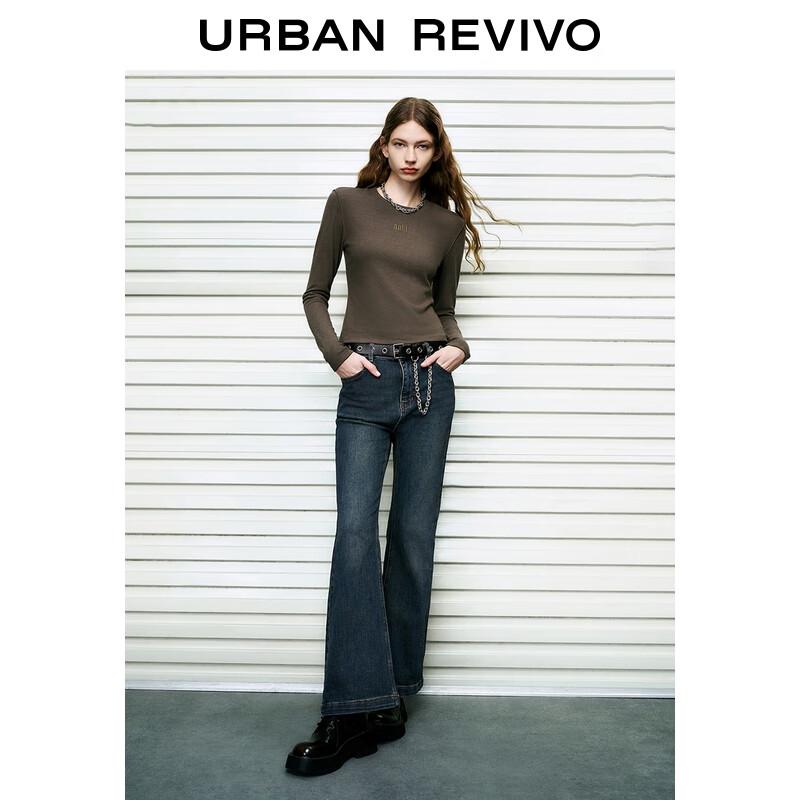 UR 2025 Autumn Women's Design Belt Flared Jeans