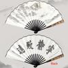 Large Size Ancient Painting Hand Fan Hand Held Summer Fan Party Favor Man Silk Fan  Photo Props