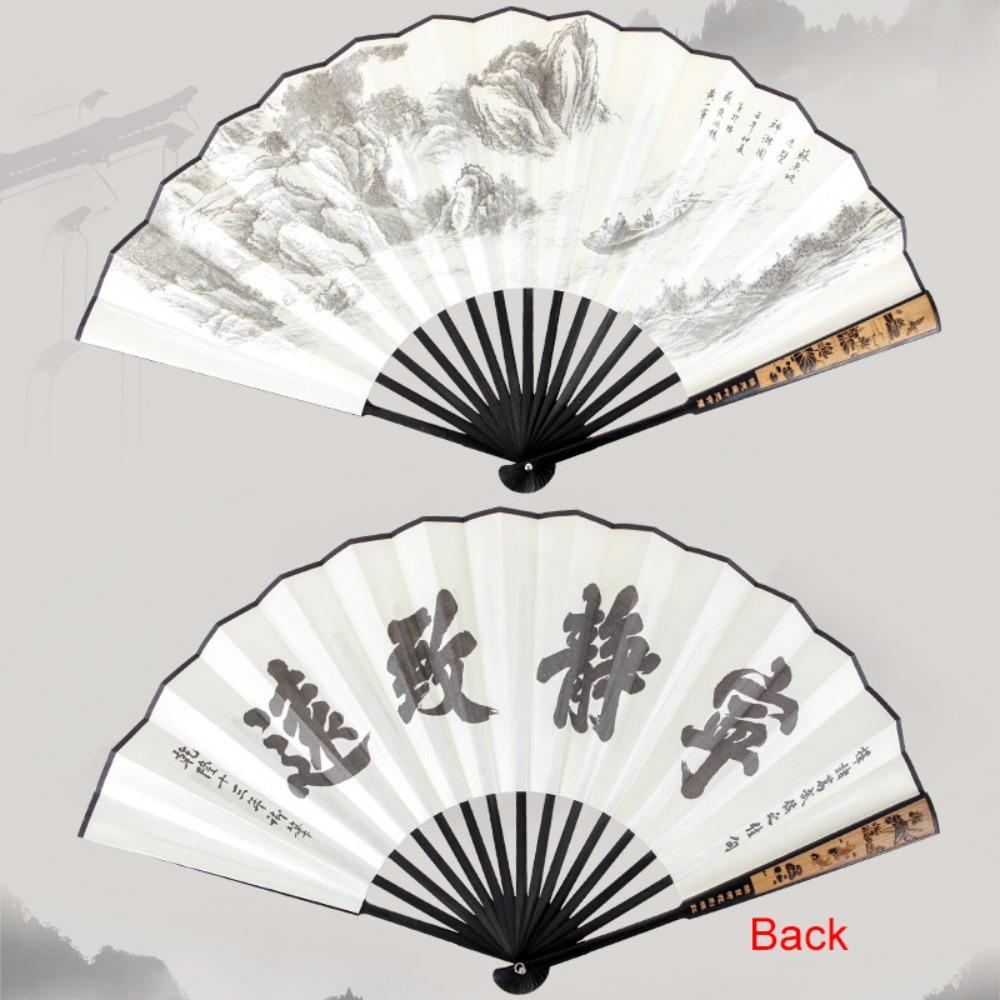 Large Size Ancient Painting Hand Fan Hand Held Summer Fan Party Favor Man Silk Fan Photo Props