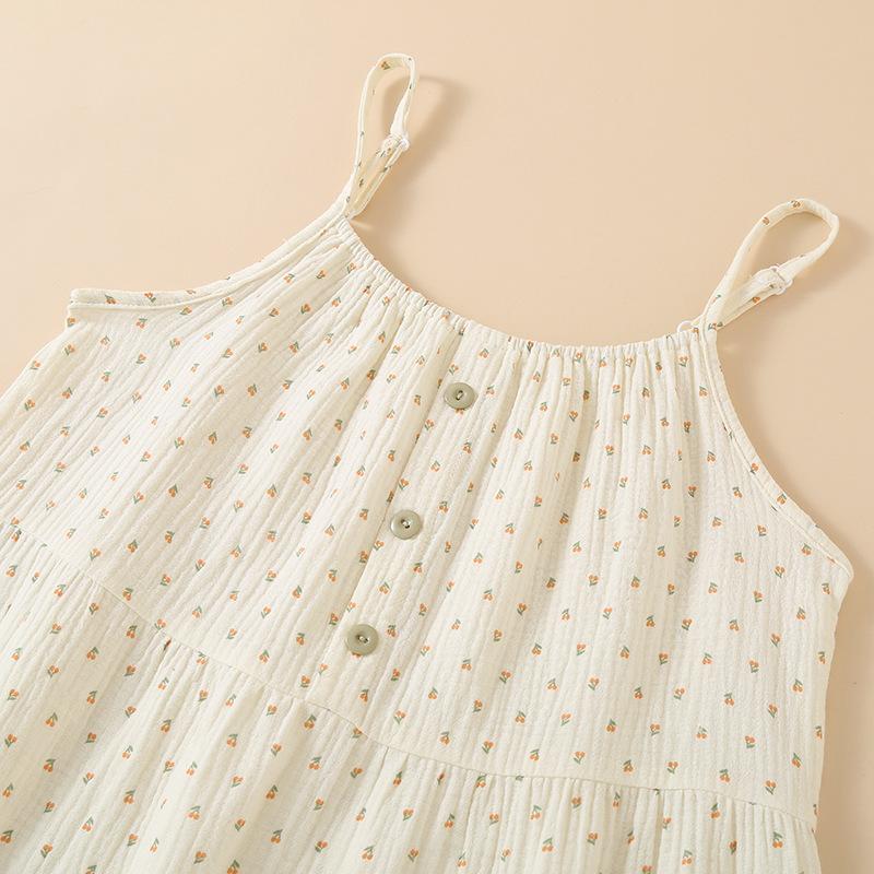 Ladies pajamas summer crepe cotton yarn suspenders homewear nightgown sweet and cute shoulder width adjustable homewear