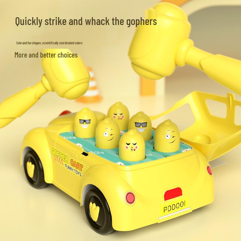 

Інерційний автомобіль Whack-a-Mole: Навчальна гра-битва для двох гравців для дітей Yellow Double Hammer