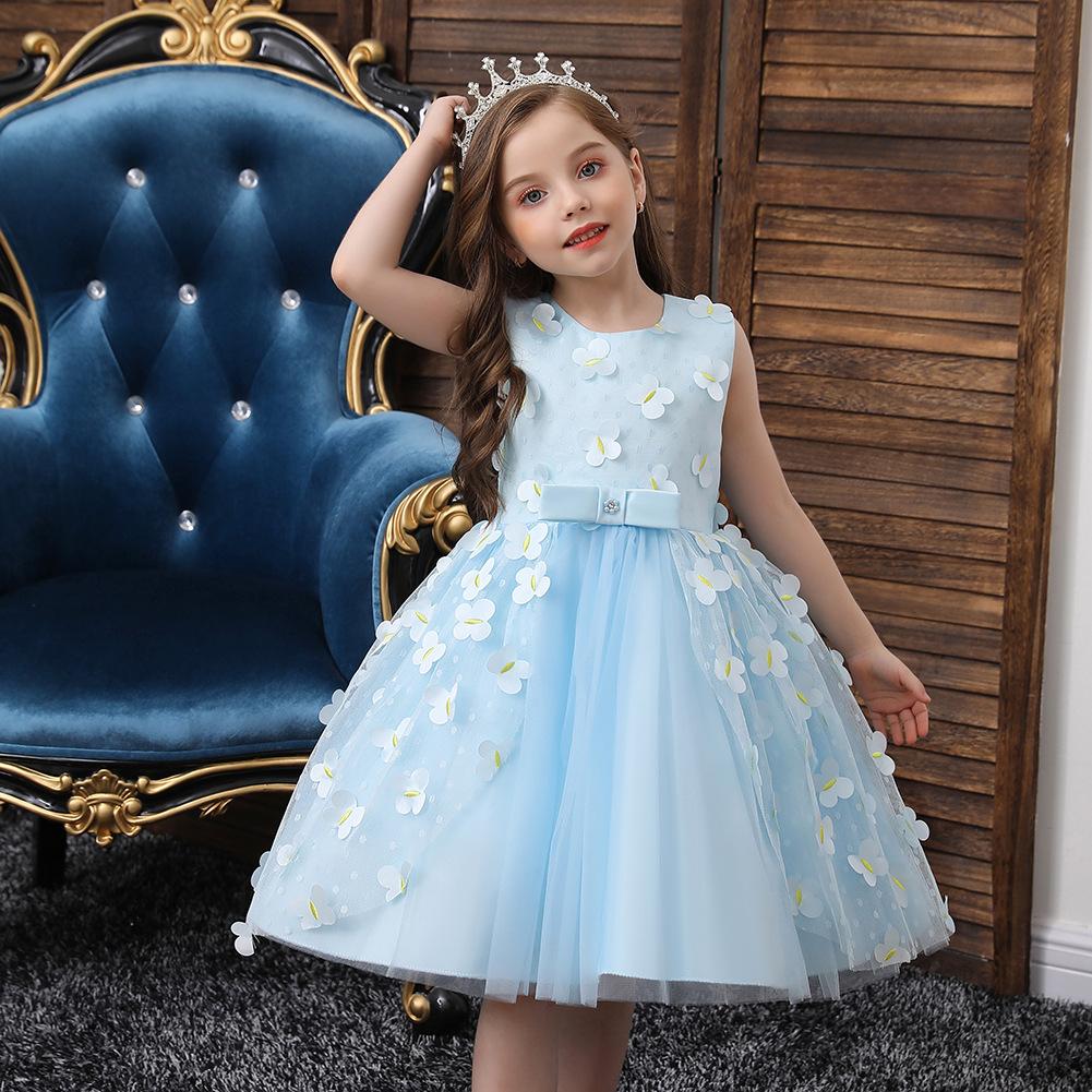 Korean Girls Runway Performance Dress Infant Toddler Birthday Party Dress Floral Princess Dress Girls Ruffles Dress