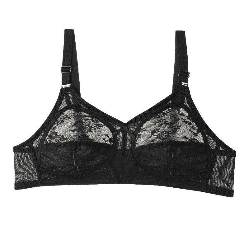 Women's Ultra-thin Sexy Lace Full Cup Wire-free Bra Gathered Breathable Transparent Underwear Plus Size