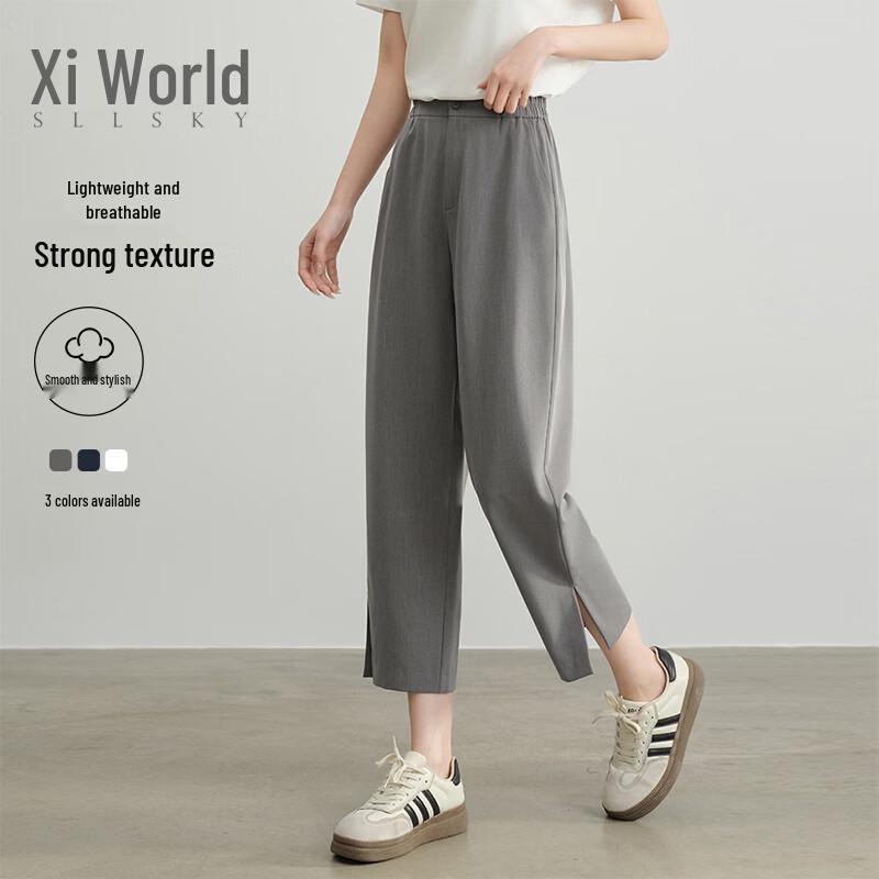 SLLSKY Women s Cropped Summer Commuter Suit Harem Pants S