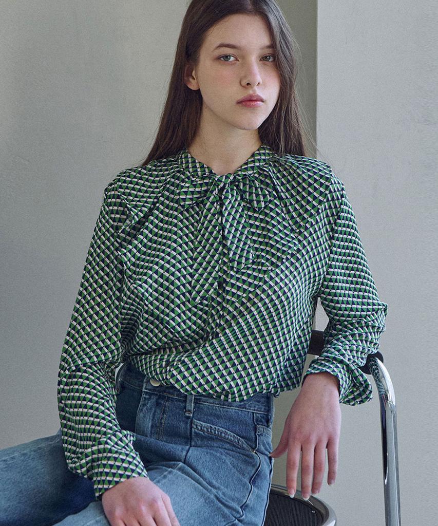 LUSIDA Rodin Pattern Ribbon Blouse