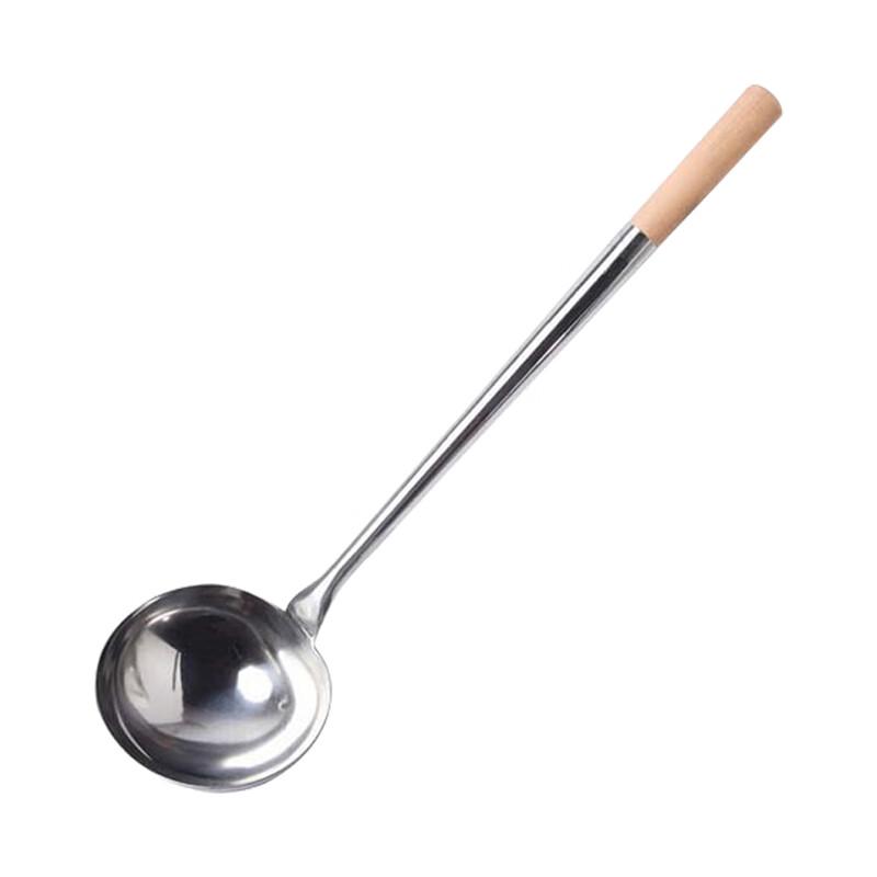 Hand-Forged Stainless Steel Wok Spatula Ladle with Wooden Handle