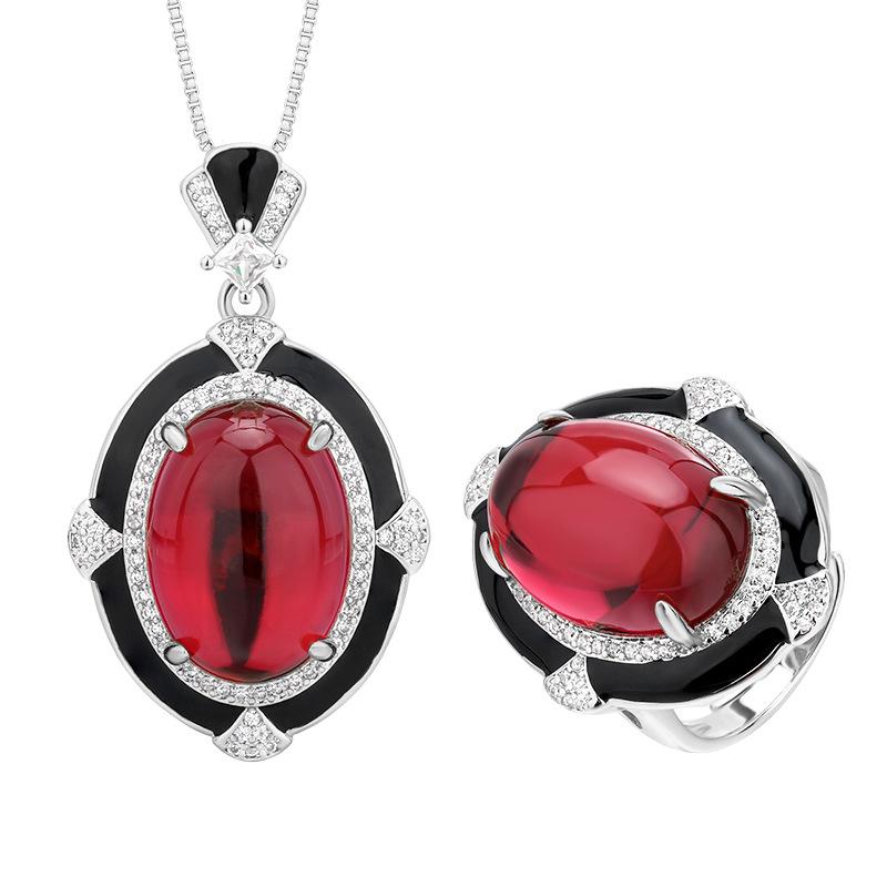 Jewelry Europe Simulation Corundum Chalcedony Creative Set Main 13 * 18