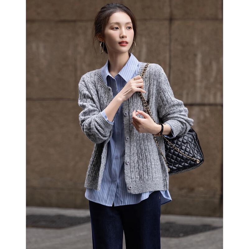 DEMANA Casual Embroidered Knit Cardigan