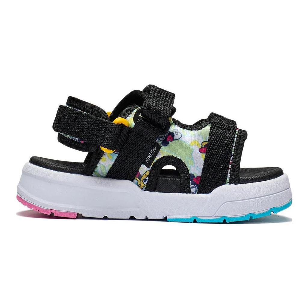 Disney X Li Ning Kids Cool Duck Color Block Non-Slip Shock Absorbing Durable Sandals Kids sandals Black White YKKT010-5