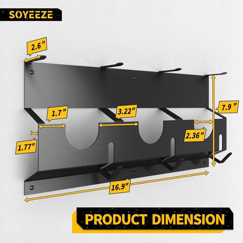 Angle Grinder Holder Angle Grinder Wall Mount Bracket with Hook Angle Grinder Storage Rack Carbon Steel for Cutters Polishers