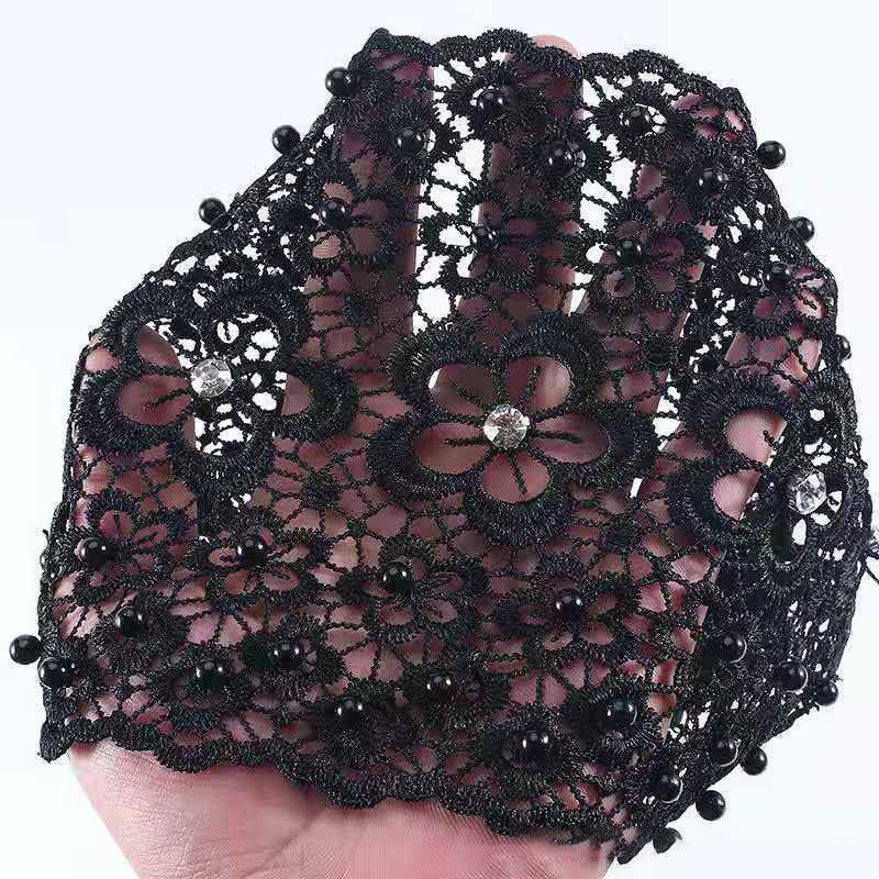 Pearl Lace Embroidered Hairband Hollow Thin Wide Brim Lace Hair Headband