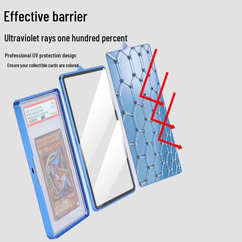 PSA Universal Graded Card Sleeve - Glossy Metal Snap-On Protective Case with Stand (Drop & Dust-Proof)