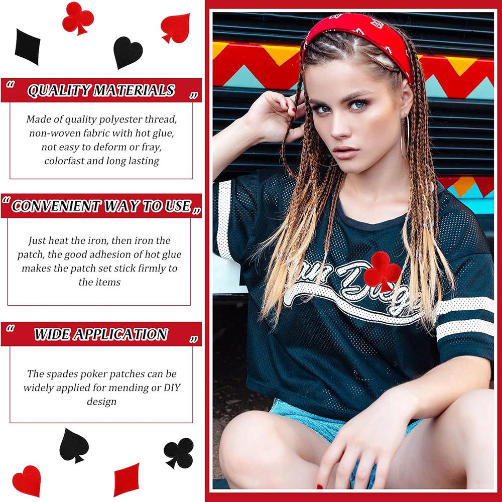8 stuks Poker Borduurpatches Schoppen Poker Rode Hart Strijkpatches DIY Kleding Appliqué