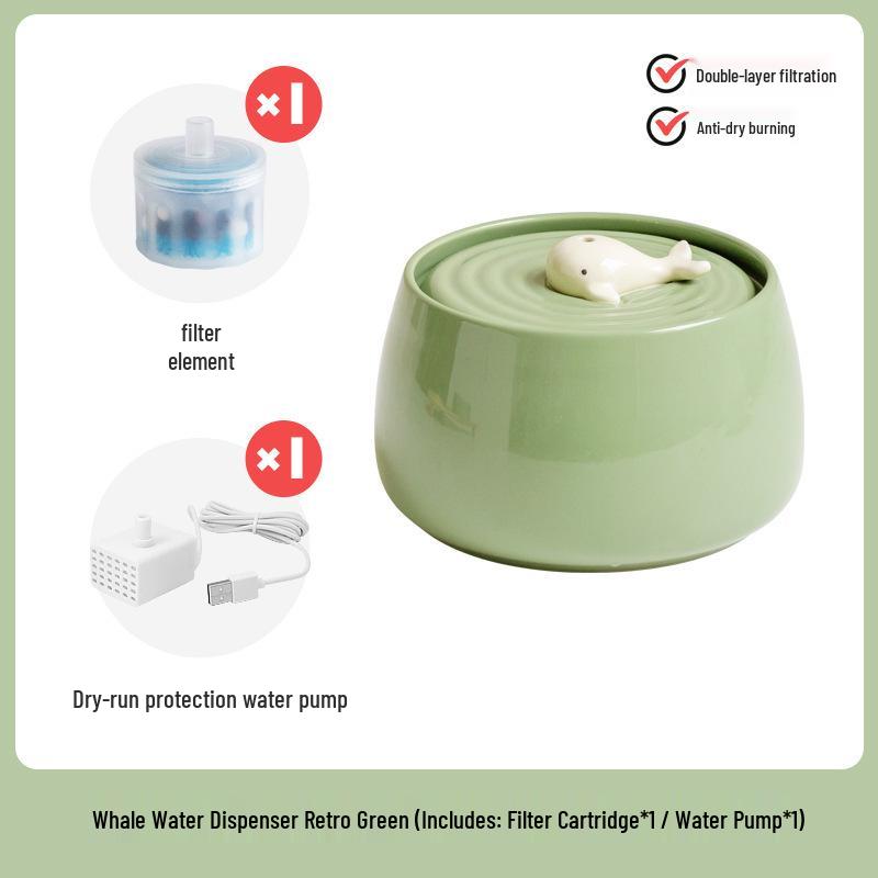 Fuente de Agua Cerámica para Gatos con Filtro de Circulación Automática Silencioso