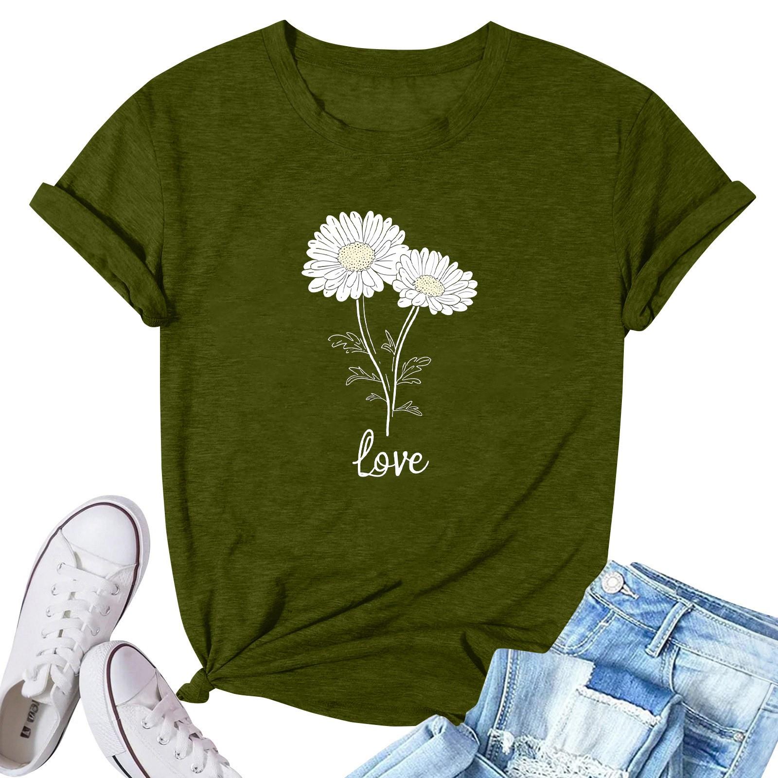 

Женская модная повседневная плиссированная футболка с коротким рукавом с принтом L армия зеленый