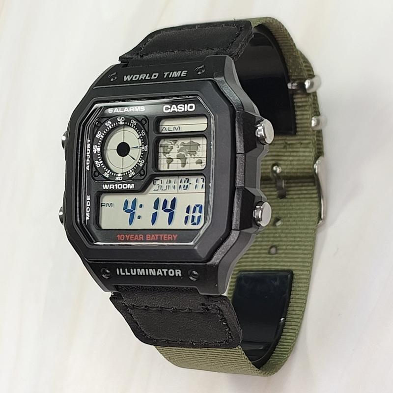 CASIO Customized watch modified series retro 10-year power AE-1200WH-1A modified-black square AE-1200WH-1A(Watch3-GaiZhuang-HeiFangKuaiHuWanLv) чёрный