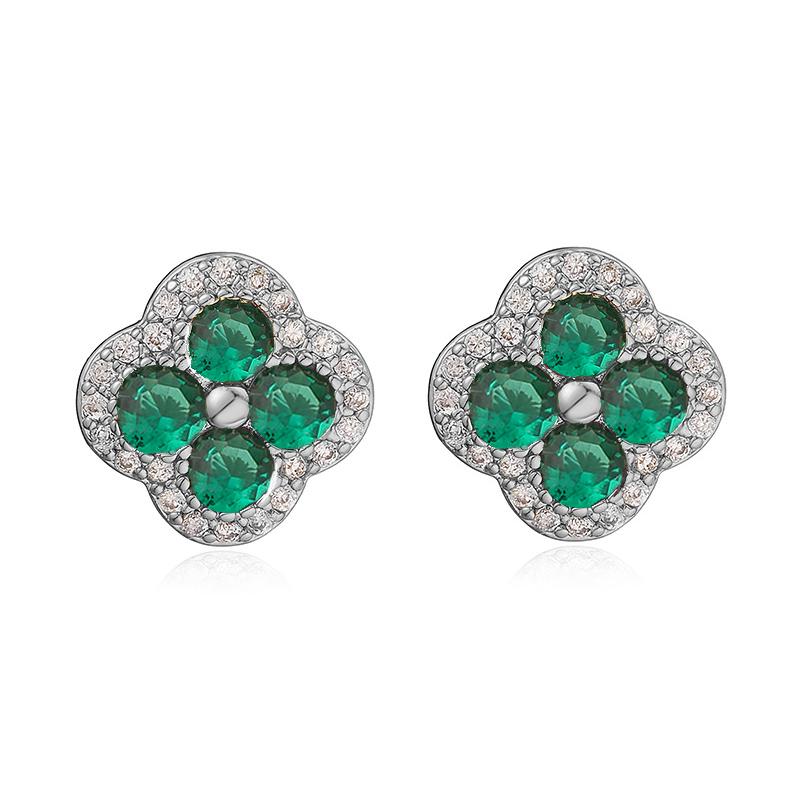 Gold Plated Cubic Zirconia Flower Earrings Romantic Metal Studs For Women Jewelry Gift 1 Pair