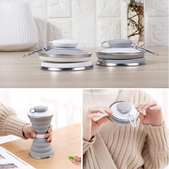 500ml Retractable Water Bottle Food Grade Leakproof Good Sealing Effect BPA Free Heat-Resistant Folding Type Water Bottle Retractable Beverage Cup
