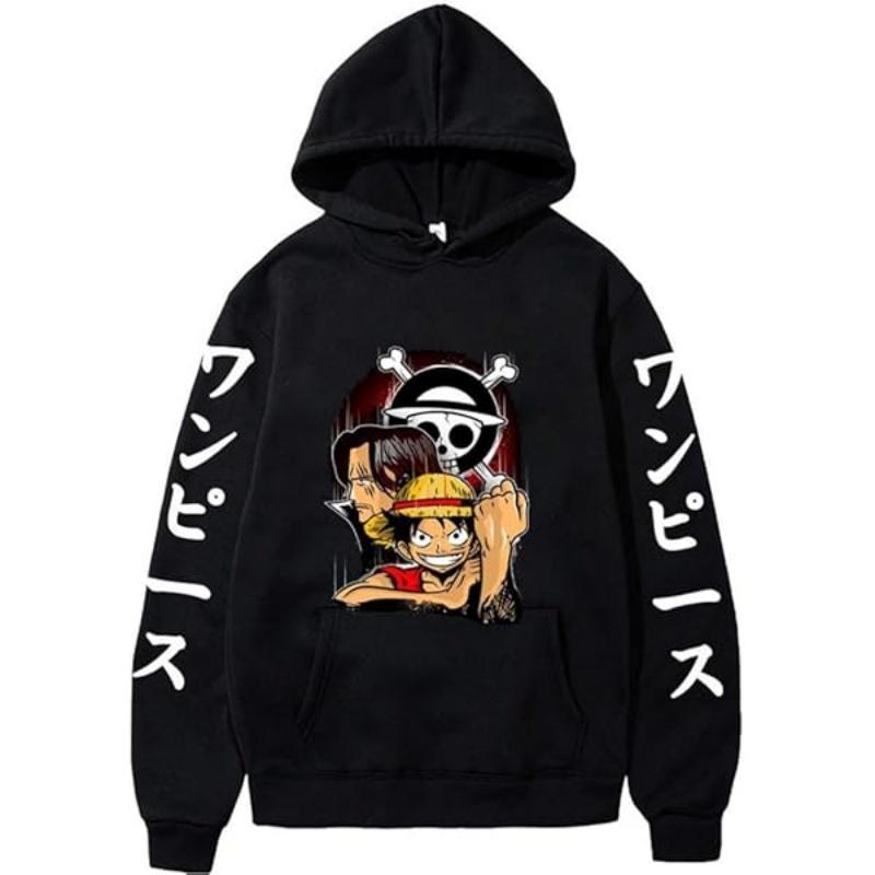 One Piece Men's Hooded Sweatshirt, Long-sleeved Hooded Sweatshirt, Light and Soft, with Hooded Prints for Autumn and Winter Wear