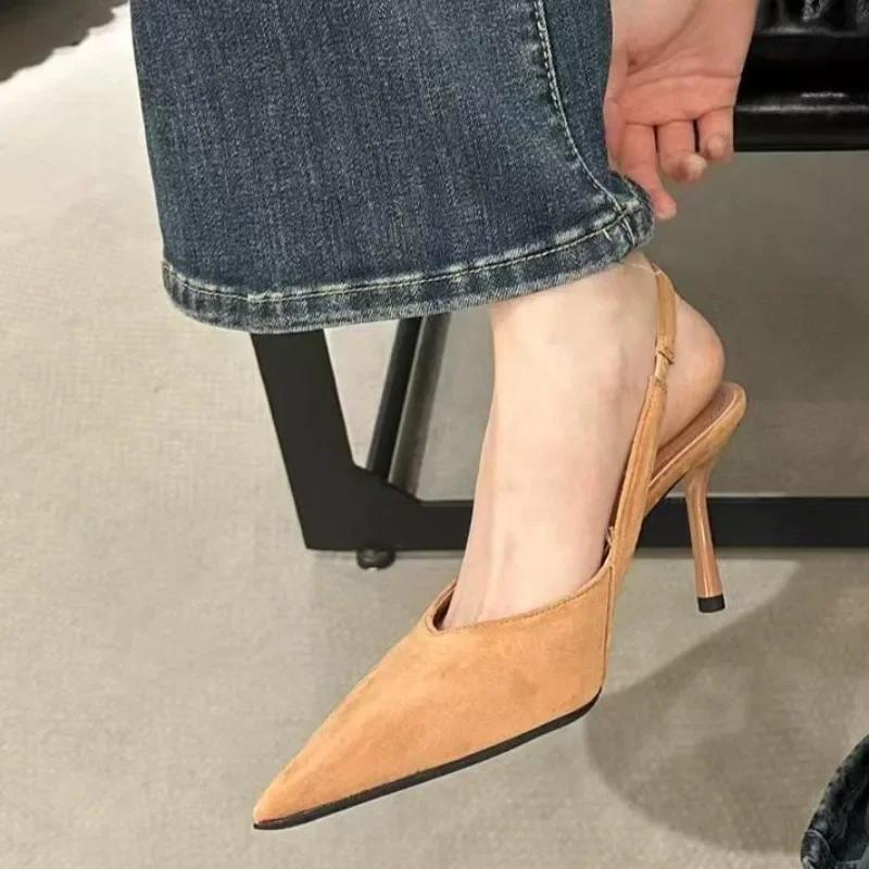 

Летняя женская обувь 2025 года, женские туфли на высоком каблуке, сексуальный леопардовый принт, офисная карьера, новые туфли для вечеринки, сандалии с острым носком 40