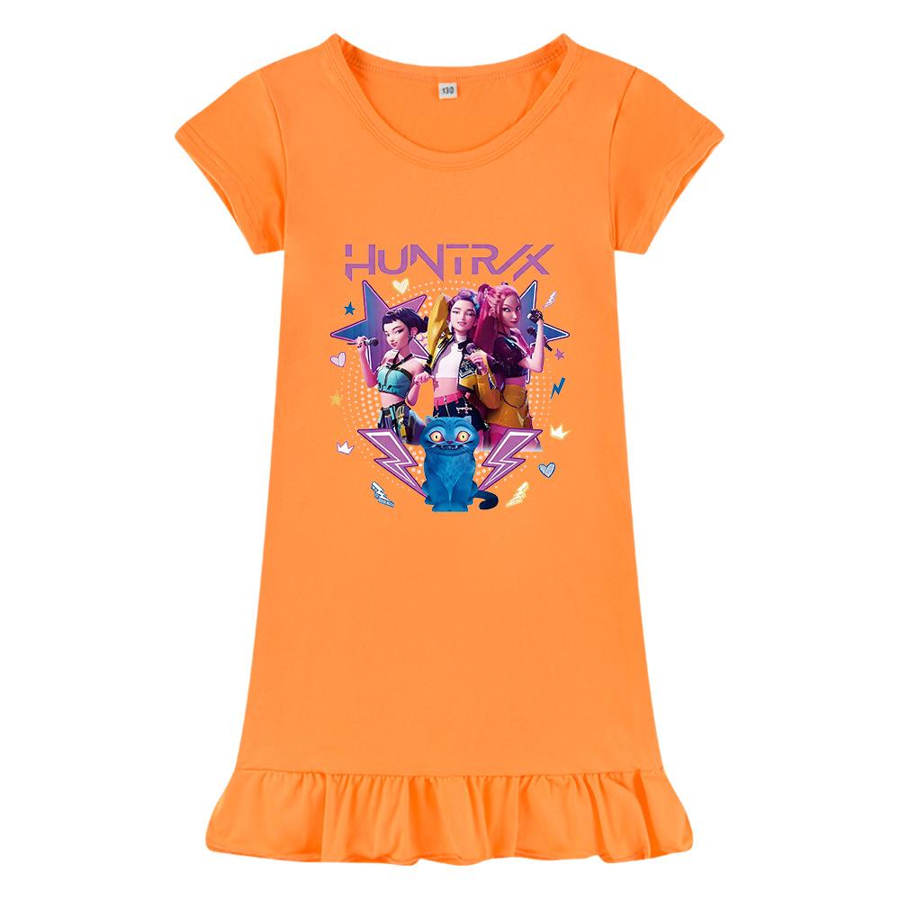 Hot selling Kpop witch hunting girl group print girls dress ice silk nightdress EMA 150cm оранжевый