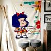 Mafalda Wall Tapestry Aesthetic Wall Hanging Printed Fabric Blanket Decorative Tapestries for Bedroom Living Room Home Decor
