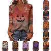 Women's Casual Halloween Print V-Neck Three-Quarter Sleeve Top