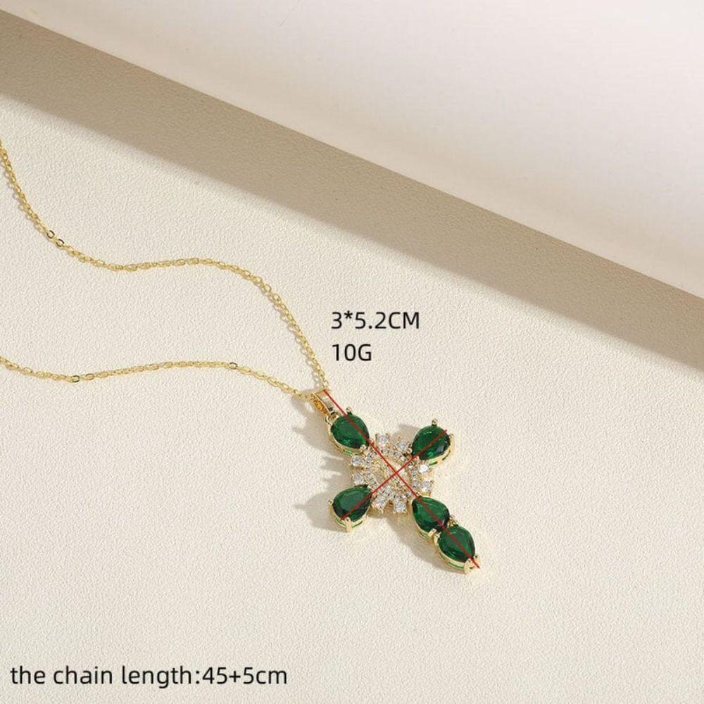 Valentinstagsgeschenk O-Kette Halskette Partyzubehör Kette Choker Neuer Zirkon Kreuzanhänger