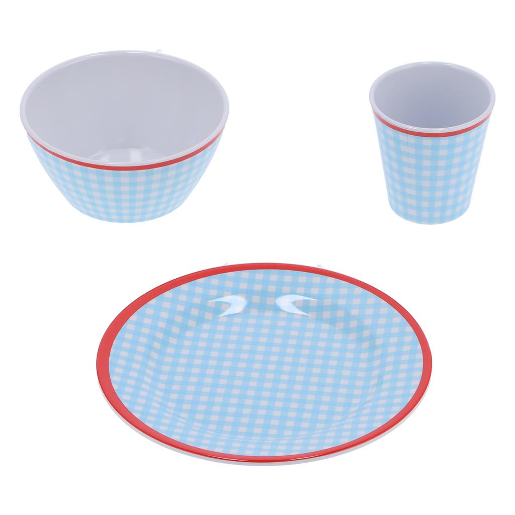 12 Stück/Set Haushaltsgeschirr Hellblaues Gitter Tasse Schüssel Teller für Zuhause Küche Restaurant