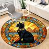 1pc Egyptian Cat Office Round Area Rug, Indoor Mat Suitable For Office, Under Office Chairs Bedroom Living Room Home Decor, Room Deco