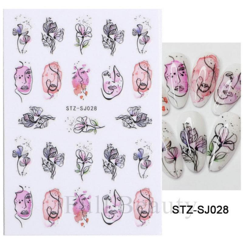 Cotton Flowers Transfer Decals 3D Nail Stickers Gold Leaf Nail Adhesive Sliders Nail Manicure Decorations