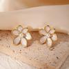 Vintage Smudging Enamel Pearl Drop Glaze Flowers Stud Earrings for Women Multi-colored Fashion Jewelry Accessories