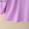ZANZEA Women Casual V-Neck Solid Color Loose 3/4 Sleeve Blouse