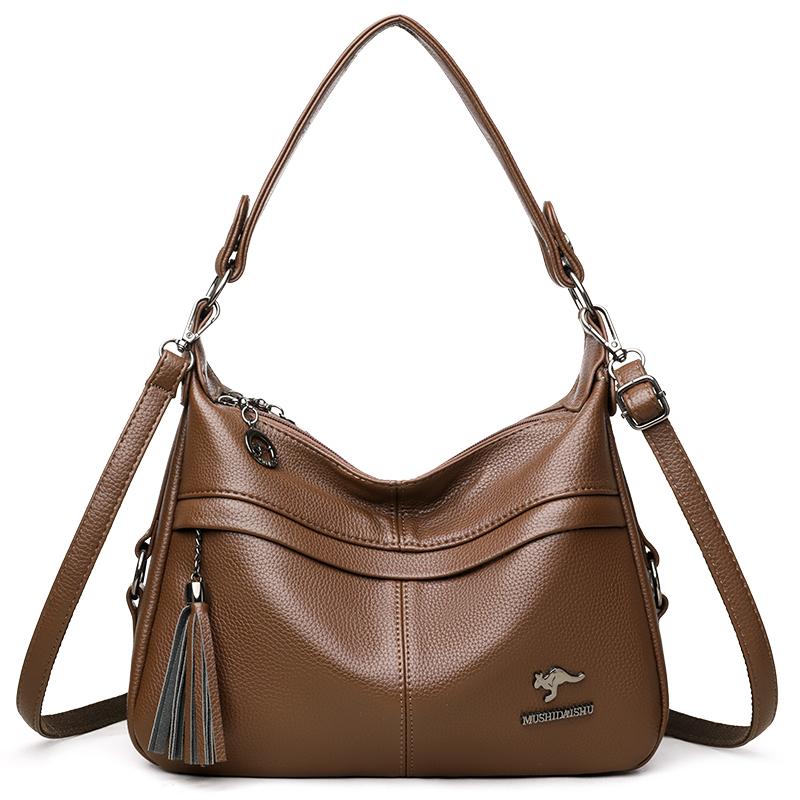 Women's Tassel Messenger Bag Soft Leather Mother Bag Shoulder Bag