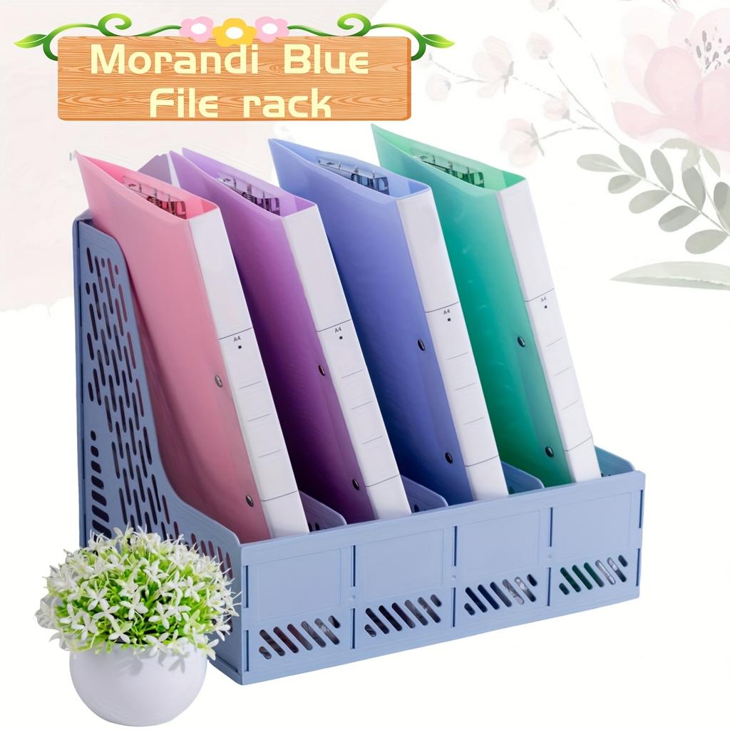 Detachable Large-Capacity Office File Organizer, Bookend, Four-Column File Divider for Desktop Document Storage