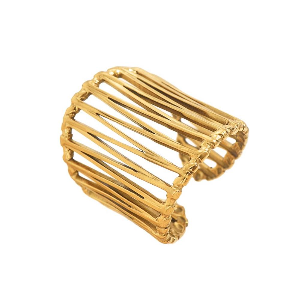 Ins Style Irregular Geometric Stainless Steel Colorfast Open Ring