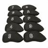 10 Pieces Golf Iron Covers Headcover Set Scratch Protection Black