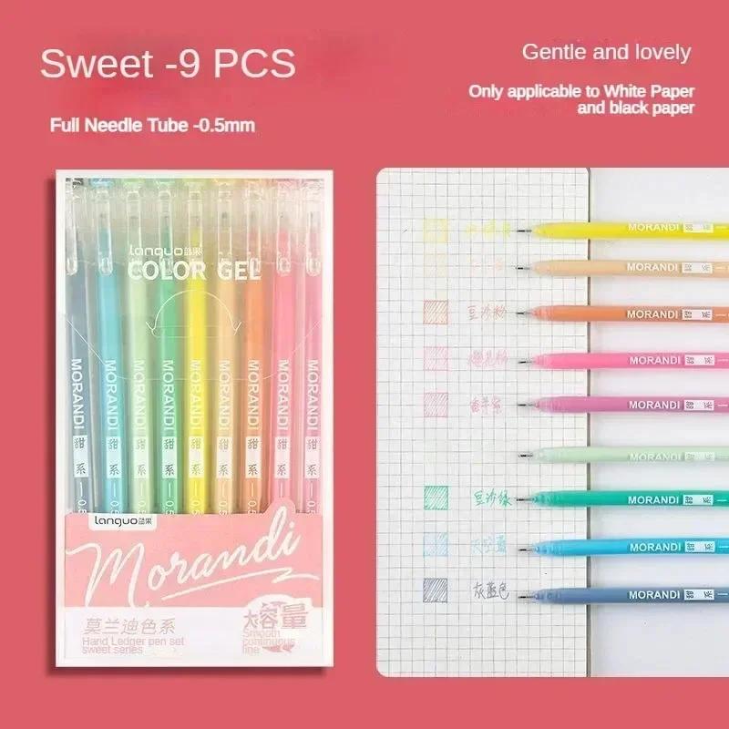 Languo 198/9 Colors Morandi Colorful Gel Pen Student Note Marker Painting Graffiti Color Pen Stationery Office School Supplies