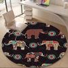 1PC Elephant Mandala Office Round Area Rug, Mat Suitable For Office, Under Office Chairs Bedroom Living Room Home Decor, Room Deco