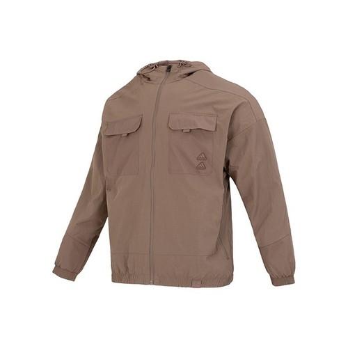 adidas Men s Loose Hooded Long-Sleeve Jacket with Chest Pocket Logo, Brown M коричневый