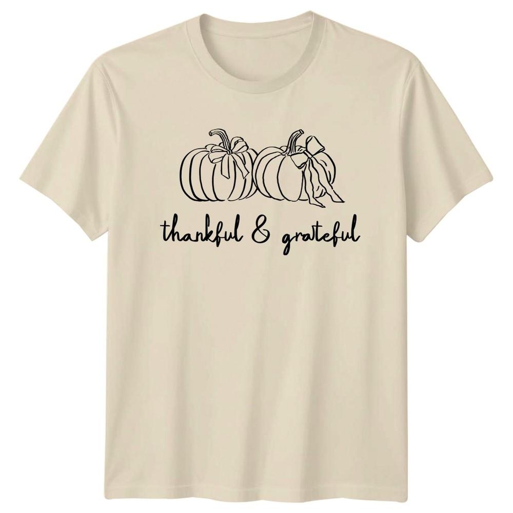 Thankful Grateful Unisexs TShirt Coquette Pumpkin Thanksgiving Gift For Her