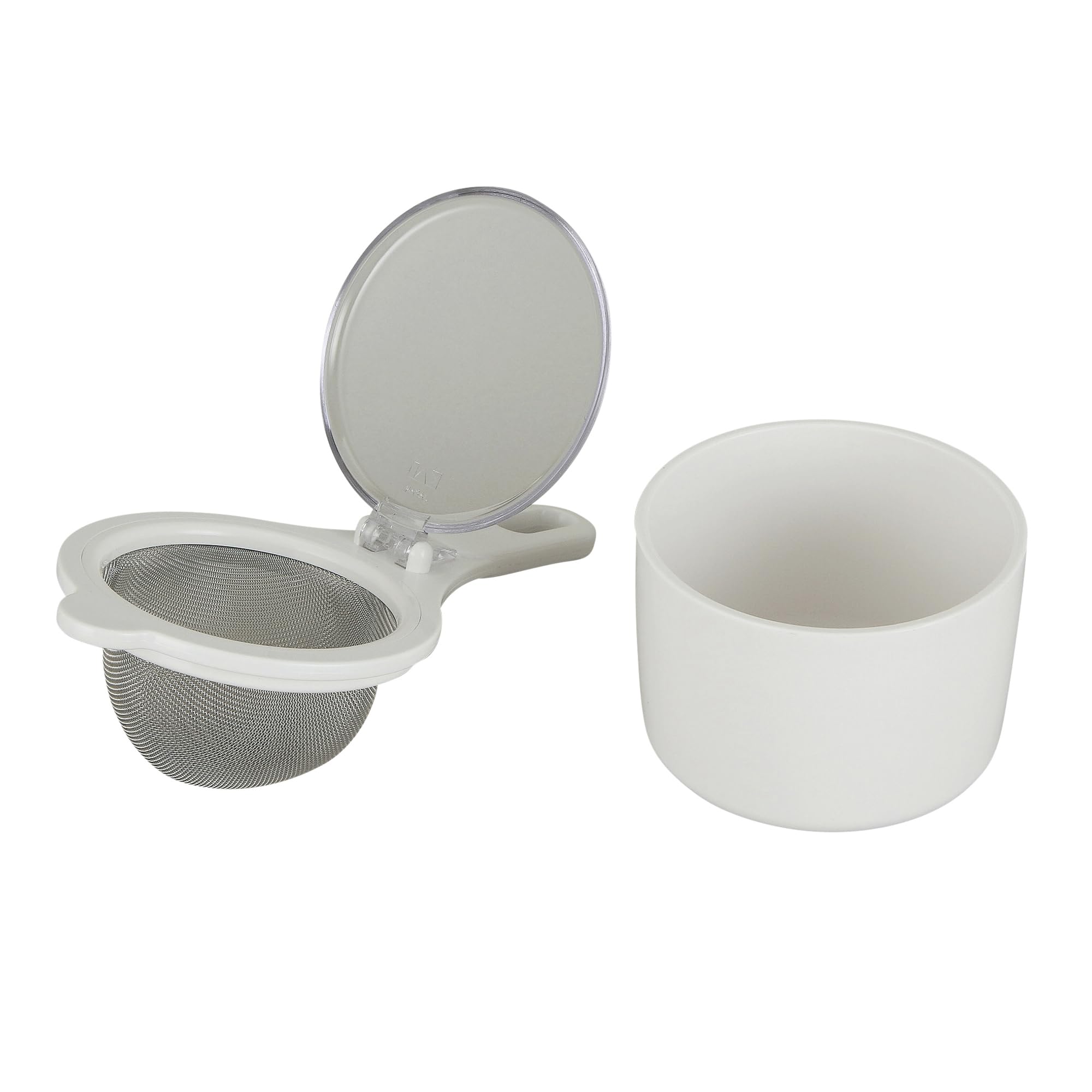 

Kai Corporation KAI Tea Strainer and Saucer Set with Dishwasher KAI Made in DH8064 One-Touch Lid, Safe, KITCHEN, Japan, белый