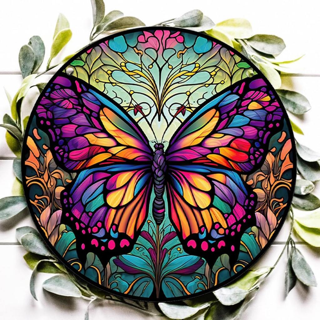 HOTIYOK Colourful Butterfly Stained Acrylic Window Hangings Cute Ornaments Wall Art Decor for Home Coffee Bar, Birthday Party Decorations