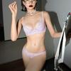 Ensemble Lingerie Sexy Dentelle Fleurs Broderie pour Femmes Soutien-gorge French Fine Coque Push-Up Ensemble Soutien-gorge et Culotte Respirants d'Été Lingerie Violette