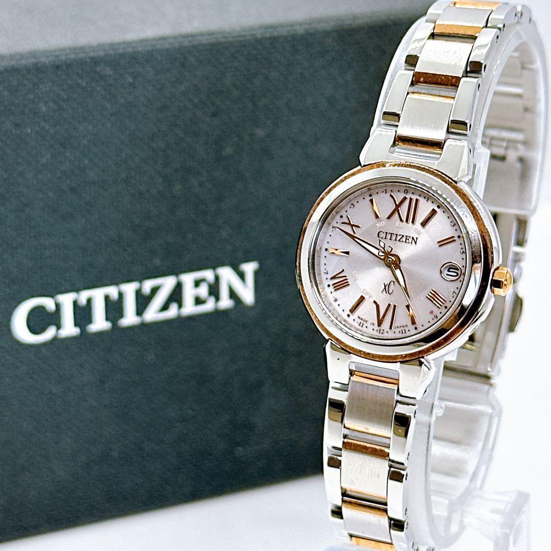CITIZEN Citizen Cross Sea XC Radio Solar Ladies Watch Happy Flight Pink Gold Date Box Included Operation Confirmed
