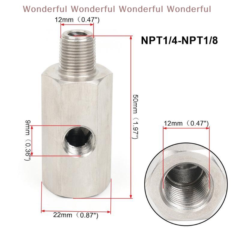 Oil Pressure Sensor Connector Feed Line Gauge Tee Adapter Oil Pressure Sensor Tee 1/8"NPT Female To M12 M10 M14 1/8NPT 1/4NPT