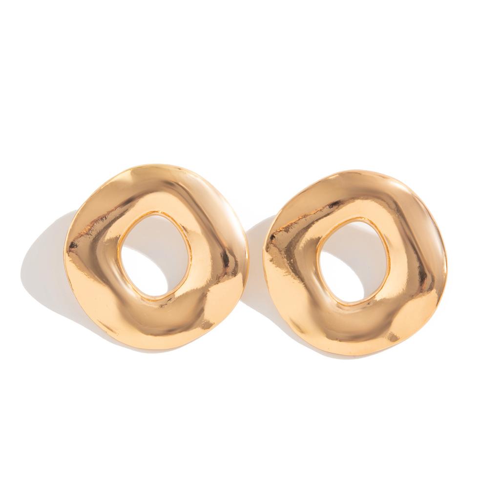 Jewelry Simple Temperament Hollow Geometric Round Personality Irregular Design Sense Niche Glossy Earrings