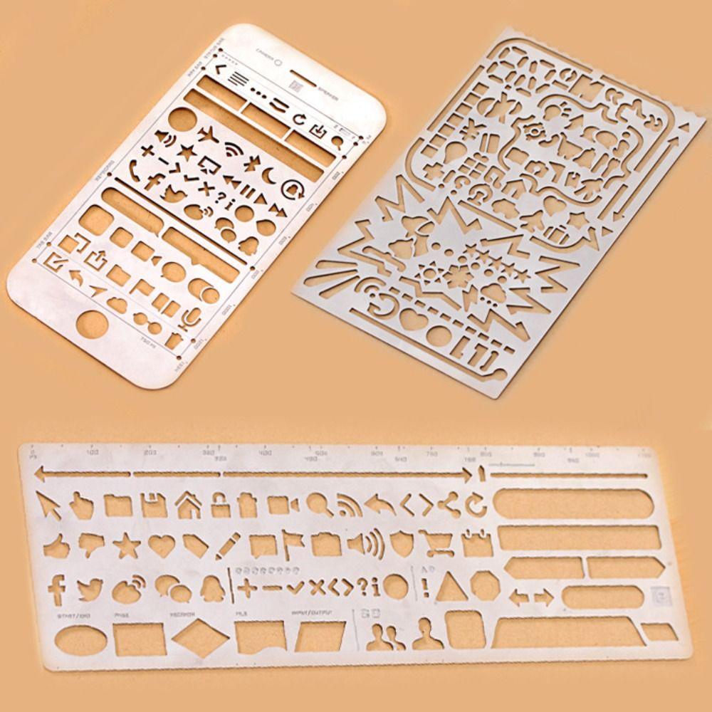 Règle Gabarit en Acier Inoxydable Règle à Dessin Double Face Nouvelle Règle Marque-Page Outil pour Carnet Journal