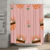 Adorable Animal Print Shower Curtain Pink Flower Decor Happy Bear Pattern Waterproof Fabric for Bathroom Decoration Home Improve